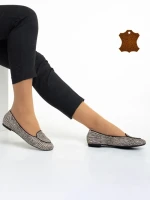 Дамски балерини  Marco бежови с черно от велур  Teresita