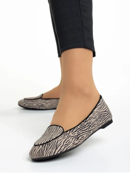 Дамски балерини  Marco бежови с черно от велур  Teresita