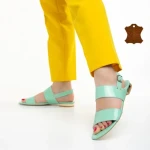 Дамски сандали  Marco зелени  от лачена естествена кожа Kinslee