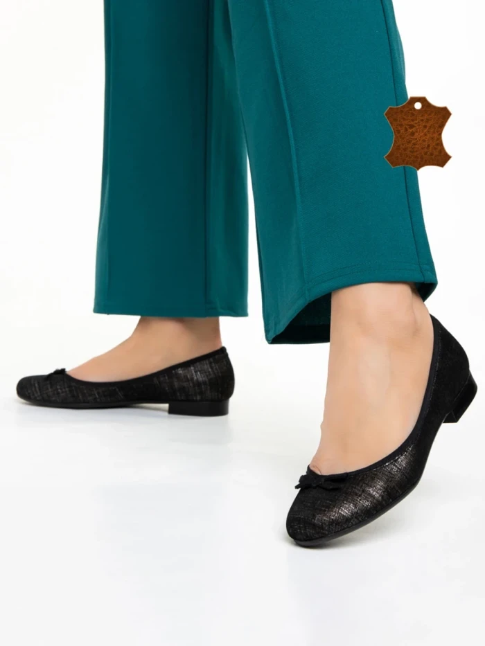 Дамски балерини  Marco черни  от естествена кожа Nigela