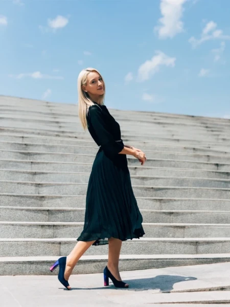 Дамски обувки Marco сини  от велур  Cecelia