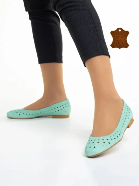 Дамски балерини  Marco зелени  от велур  Parisa