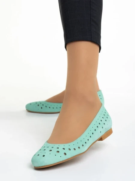 Дамски балерини  Marco зелени  от велур  Parisa