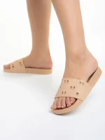 Дамски чехли  бежови от синтетичен материал  Raimonda