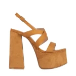 Дамски сандали  камел  от текстилен материал  Fabricia