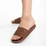 Дамски чехли  кафяви от синтетичен материал  Raimonda