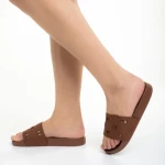 Дамски чехли  кафяви от синтетичен материал  Raimonda