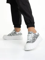 Дамски кецове  бели с черно от текстилен материал  Abon