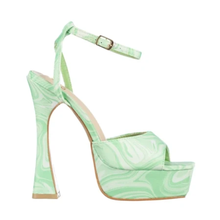 Дамски сандали  зелени от текстилен материал  Nerissa