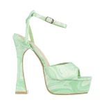 Дамски сандали  зелени от текстилен материал  Nerissa