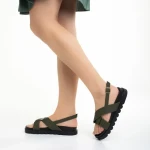 Дамски сандали  зелени от еко кожа  Helvia