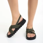 Дамски сандали  зелени от еко кожа  Helvia