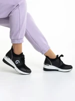 Дамски спортни обувки  черни от еко кожа  и текстилен материал  Alix