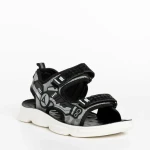 Детски сандали черни  със сиво  от текстилен материал  Tihana