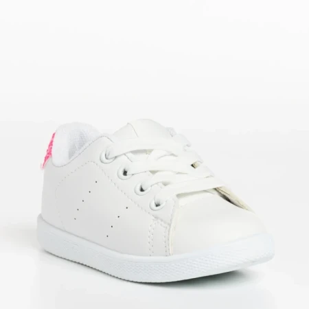 Детски спортни обувки  бели с цикламено  от еко кожа  Omar