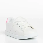 Детски спортни обувки  бели с цикламено  от еко кожа  Omar