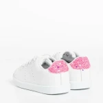 Детски спортни обувки  бели с цикламено  от еко кожа  Omar