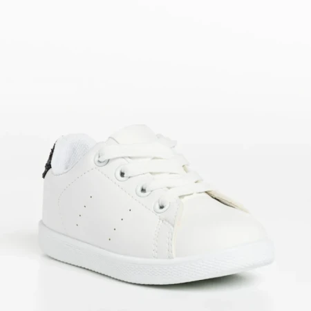 Детски спортни обувки  бели с черно  от еко кожа  Omar