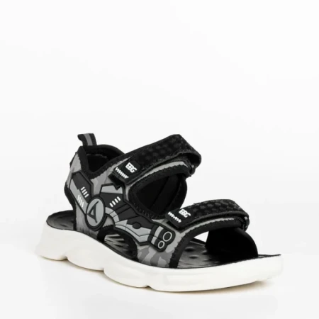 Детски сандали черни  със сиво  от текстилен материал  Tihana