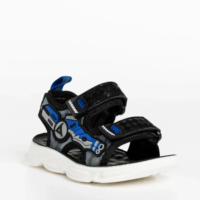 Детски сандали черни  със синьо от текстилен материал  Tihana