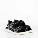 Детски сандали черни  със сиво от текстилен материал  Tihana