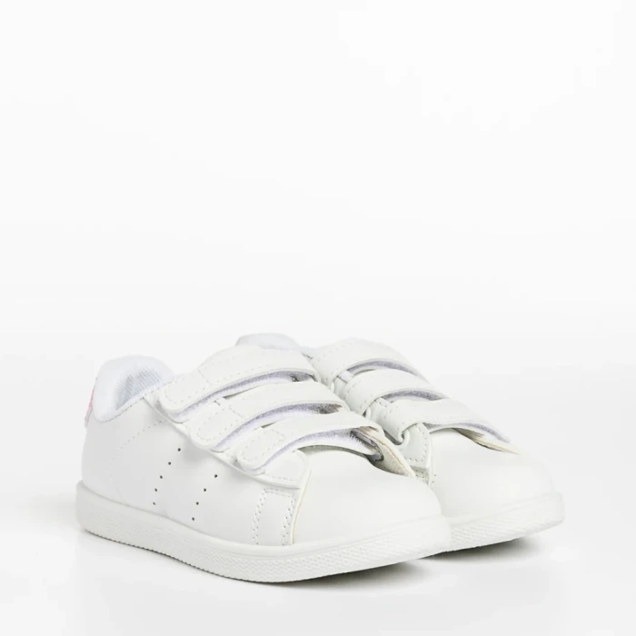 Детски спортни обувки  бели с розово от еко кожа  Faydra