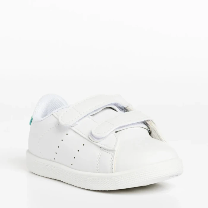 Детски спортни обувки  бели със зелено  от еко кожа  Frost