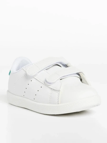 Детски спортни обувки  бели със зелено от еко кожа  Frost