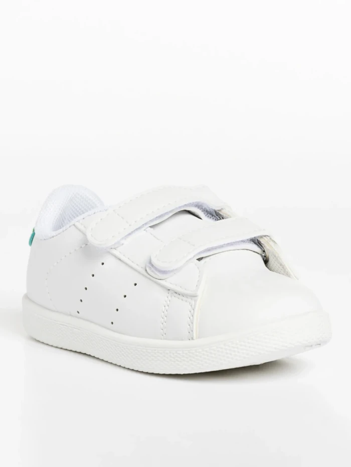 Детски спортни обувки  бели със зелено от еко кожа  Frost