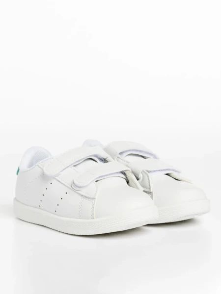 Детски спортни обувки  бели със зелено от еко кожа  Frost