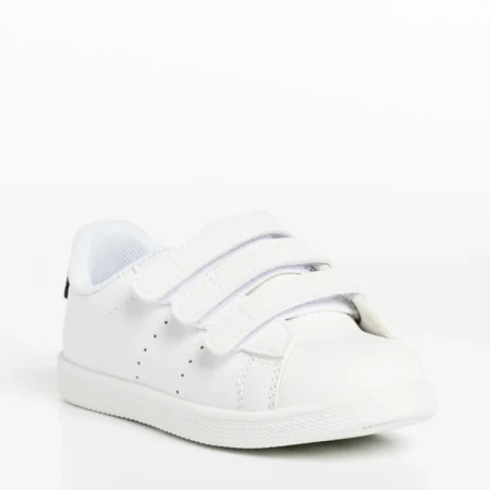 Детски спортни обувки  бели с черно  от еко кожа  Frost