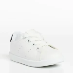 Детски спортни обувки  бели с черно  от еко кожа  Omar