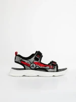Детски сандали черни  с червено от текстилен материал  Tihana