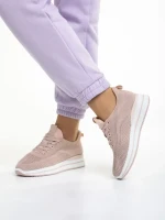 Дамски спортни обувки  розови   от текстилен материал  Jelena