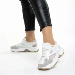 Дамски спортни обувки  сиви с бяло от текстилен материал  Rama