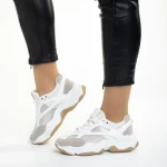 Дамски спортни обувки  сиви с бяло от текстилен материал  Rama