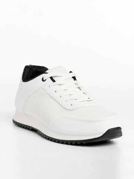 Мъжки спортни обувки бели  от еко кожа и текстилен материал  Zander