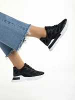 Дамски спортни обувки  черни  от текстилен материал  Wera