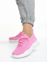 Дамски спортни обувки  цикламени  от текстилен материал  Velia