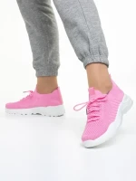 Дамски спортни обувки  цикламени  от текстилен материал  Velia