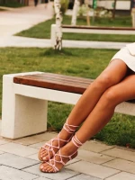 Дамски сандали  розови  от текстилен материал  Nesrin