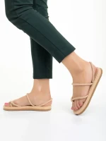 Дамски сандали  бежови от текстилен материал  Nettie