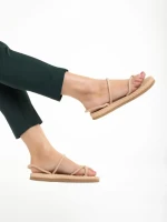 Дамски сандали  бежови от текстилен материал  Nettie