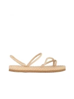 Дамски сандали  бежови от текстилен материал  Nettie