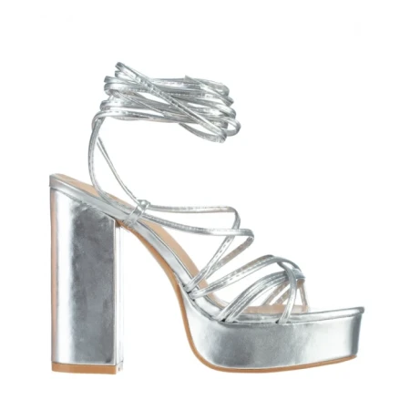 Дамски сандали  сребристи  от еко кожа  Dimitra