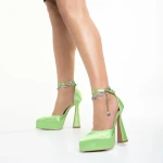 Дамски обувки светло зелени от текстилен материал  Medeia