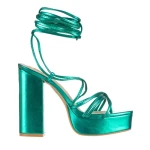 Дамски сандали  зелени  от еко кожа  Dimitra