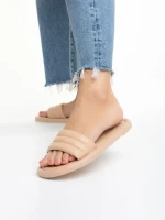 Дамски чехли  тъмно бежови  от еко кожа Gerel