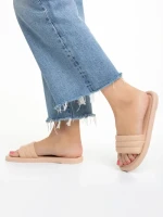 Дамски чехли  тъмно бежови  от еко кожа Gerel