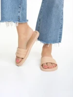 Дамски чехли  тъмно бежови  от еко кожа Gerel